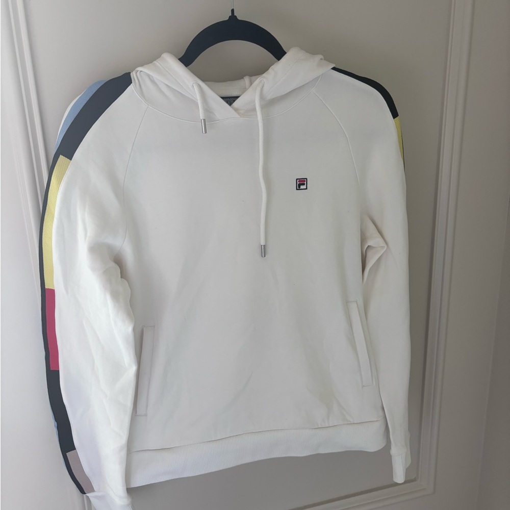 Fila White Hoodie with Logo Detail